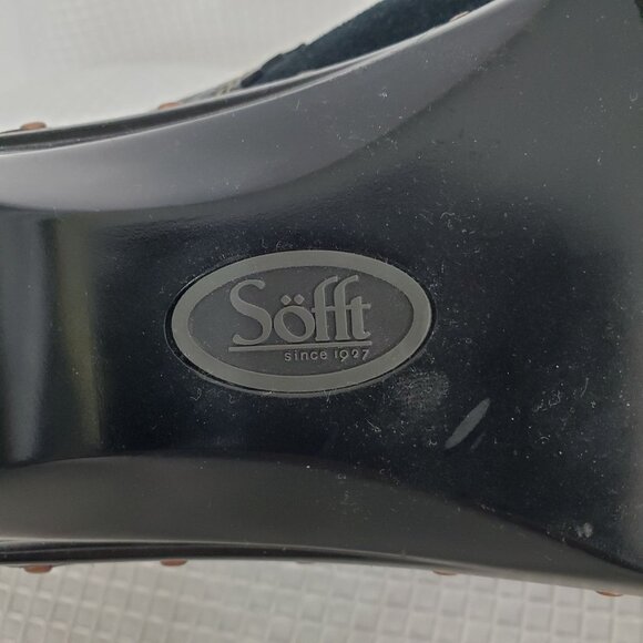 Sofft 8.5 M Clogs Mules Tooled Leather Suede Studded Block Heel CottageCore Rust - Picture 12 of 13